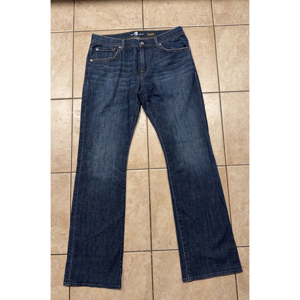 7 For All Mankind Brett Bootcut Jeans Mens 32x33 Blue Stretch Denim